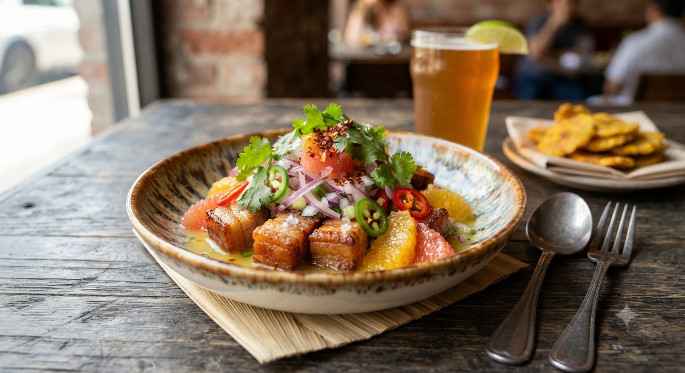 Pork belly ceviche illustration